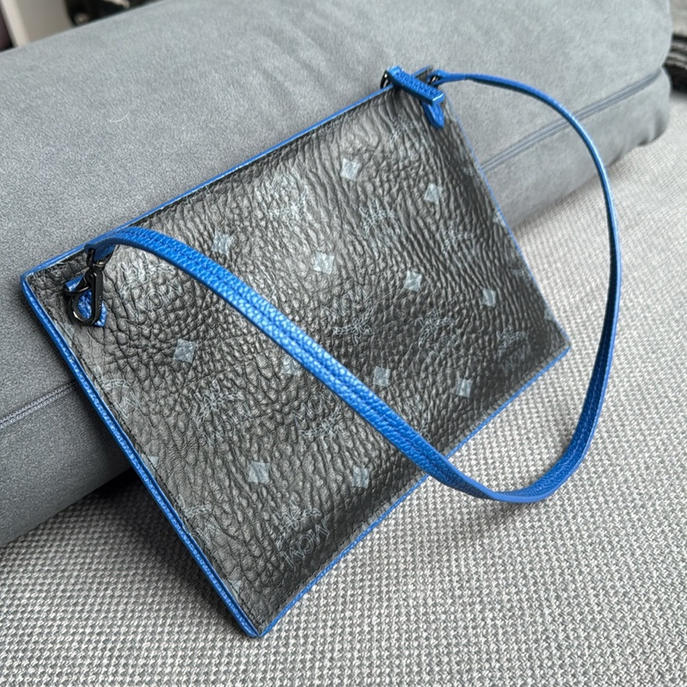 MCM Black & Blue Pouch | Originally from Kira Tote | Excellent Condition